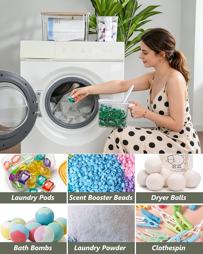iCASA Trash Bag Dispenser Organizer - Large 3 in 1 Garbage Bag Dispenser Holder Dishwasher Pods Container, Clear Under Kitchen Sink Organizer, 2pcs Laundry Detergent Pods Storage Box with Handle