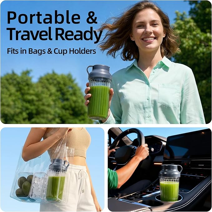 1000W 6-Blade Single-Serve Blender Exclusive Blender 28/14oz Tritan Blending Cup, Make milkshakes, salad dressings, sauces, crush ice, and blend frozen fruits