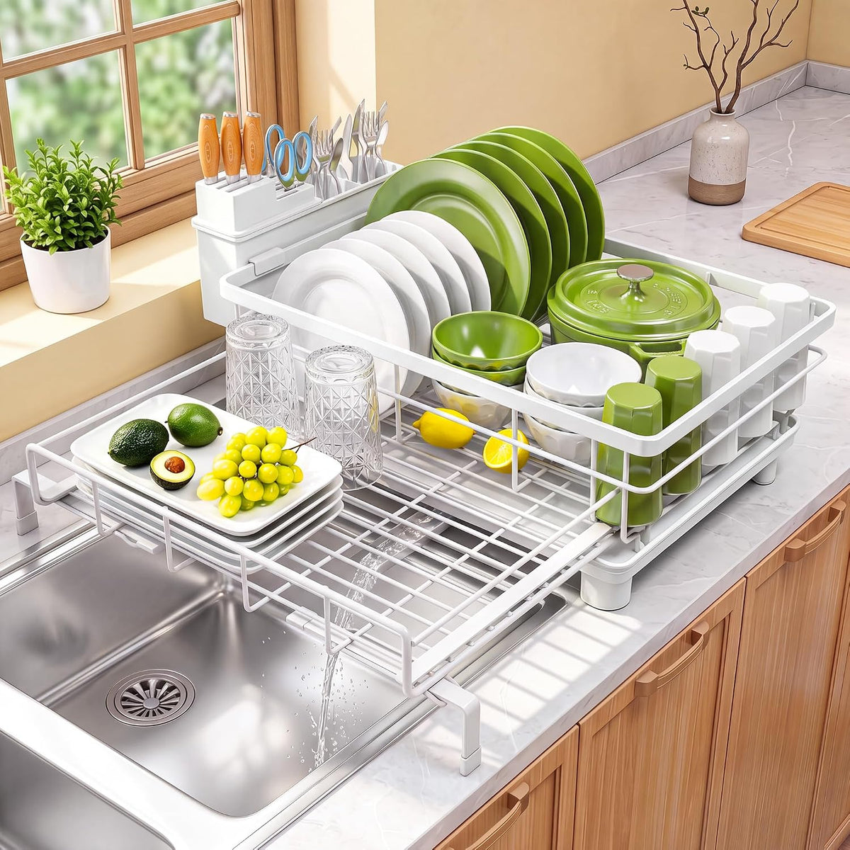Dish Drying Rack - Extendable Dish Rack, Drying Rack Kitchen