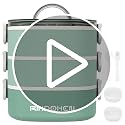 Lunch Box, Stackable 3 Layers Containers, Portable 94OZ Large Capacity Leakproof Bento Box with Spoon & Fork & Sauce Boxes, Microwave Safe Lunch Box for Kids and Adults