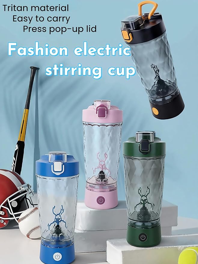 Self electric Stirring Cup with powder box Protein Shake Bottle Portable sports Mug Lightweight large capacity Cup (White)