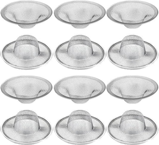12 pcs Heavy Duty Stainless Steel Slop Basket Filter Trap, 2.75" Top / 1" Mesh Metal Sink Strainer,Perfect for Kitchen Sink/Bathroom Bathtub RV Wash Basin Floor Drain Balcony Drain Hole