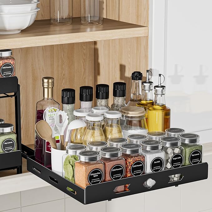Pull Out Spice Rack Organizer for Cabinet, 1 Tier Heavy Duty Spice Rack