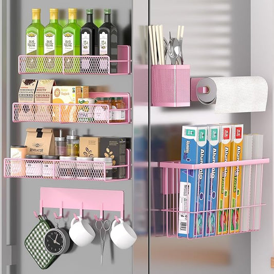 Magnetic Spice Rack for Refrigerator, 7 Pack Metal Magnetic Shelf, HM5470