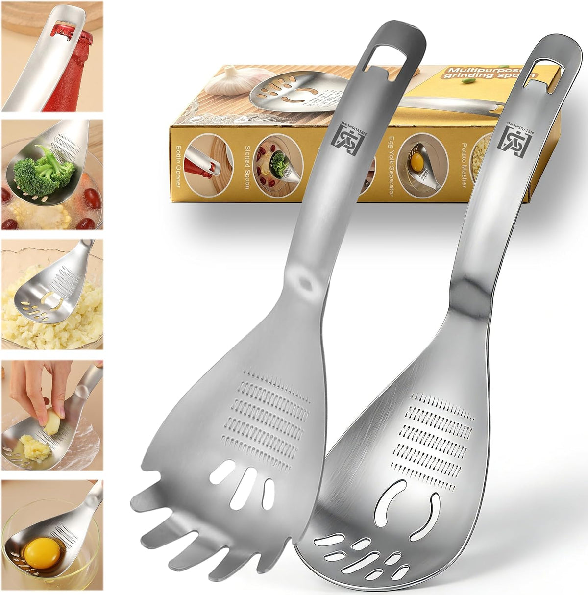 5 in 1 Multifunction Cooking Spoon,18/8 Stainless Steel slotted spoon