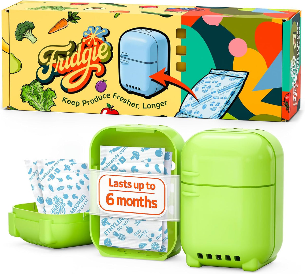 Fridgie Produce Saver, Ethylene Gas Absorber for Fridge, Vegetable Saver
