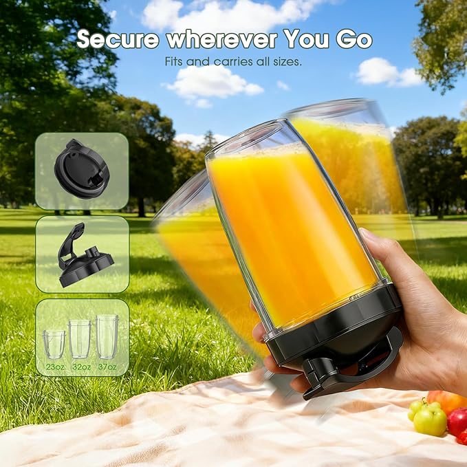 Smoothie Blender, 25000 RPM Portable Blender for Smoothies, Countertop Blenders for Kitchen with 37oz, 32oz, 23oz Personal Blenders Cups, 1 Spout Lids &1 Resealable Lid for Crushing, Juice, Nuts