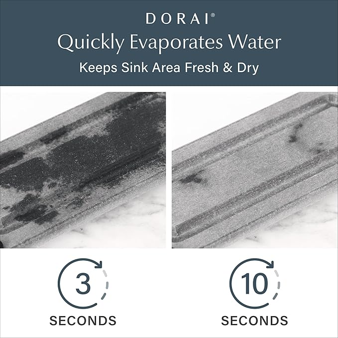 Dorai Home Stone Kitchen Sink Caddy - Diatomaceous Earth Sink Tray with Stainless Steel Feet, Water-Absorbing Countertop Organizer for Kitchen or Bathroom - Slate