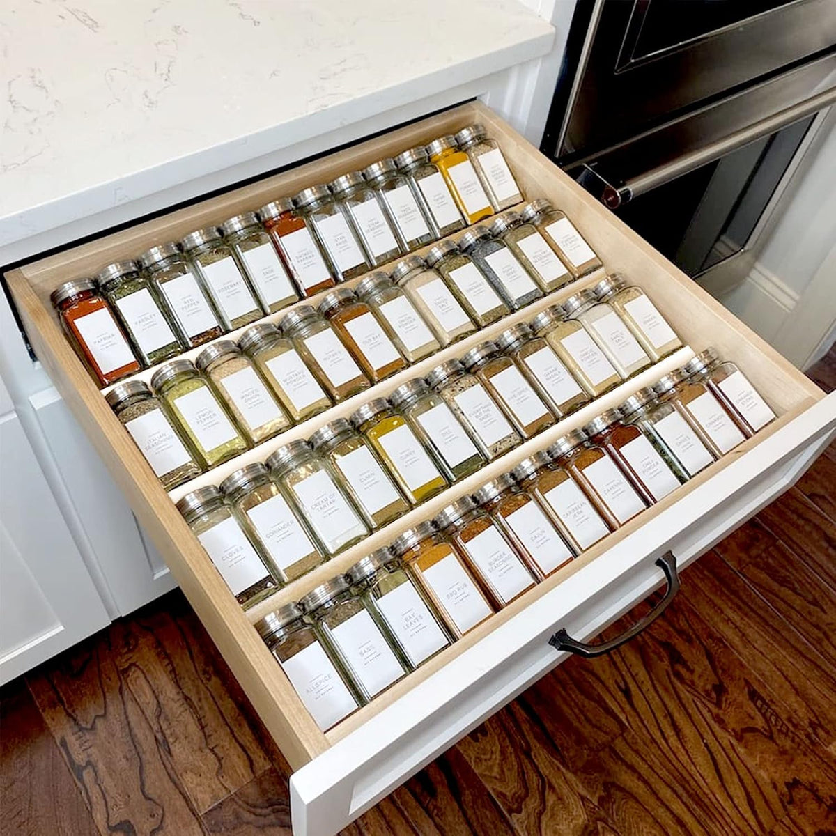 Clear Spice Drawer Organizer, 4 Tier - 2 Set Acrylic Seasoning Rack