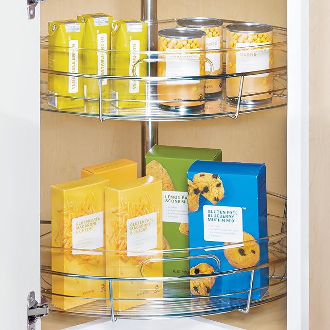 iDesign Clear Plastic 1/4 Wedge Bin for Corner Lazy Susan Cabinet, Kitchen Cabinet Organizer, 2-Pack