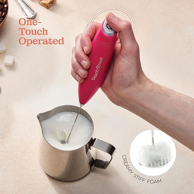 Powerful Handheld Milk Frother, Mini Milk Foamer, Battery Operated (Not included) Stainless Steel Drink Mixer for Coffee, Lattes, Cappuccino, Frappe, Matcha, Hot Chocolate.