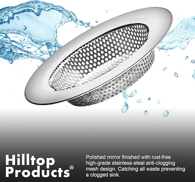 2 Pack - 4.5" Top / 3" Basket - Kitchen Sink Drain Strainer Large Basket Food Catcher. Stainless Steel