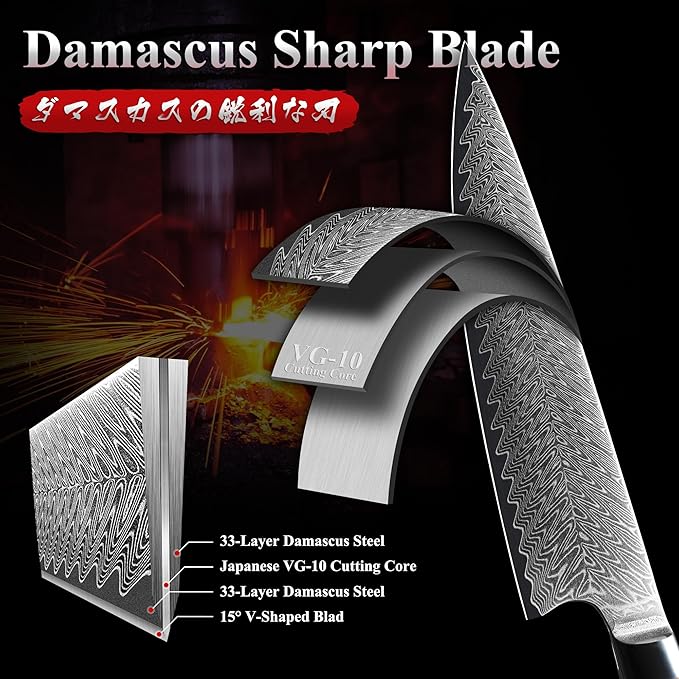 Dragon Creek Damascus Chef's Knife - Japanese Chef Knife for Meat Vegetable Cutting Birthday Christmas Thanksgiving Gift for Mom or Dad