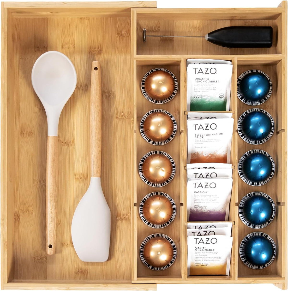 Tea Bag & Coffee Pod Organizer, 9.7-17 in, Bamboo