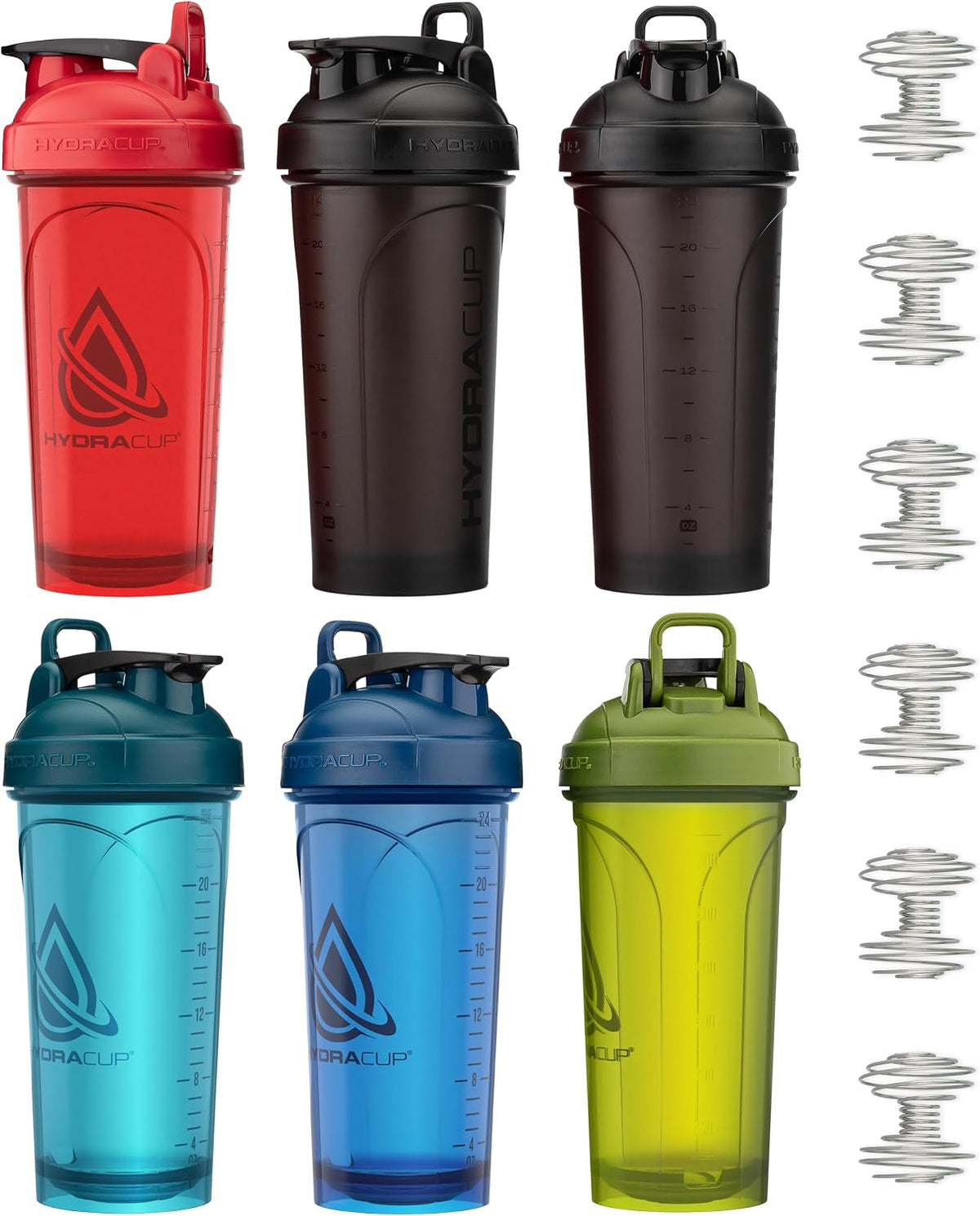6 Pack 28oz Protein Shaker Bottles with Patented Carry Handle