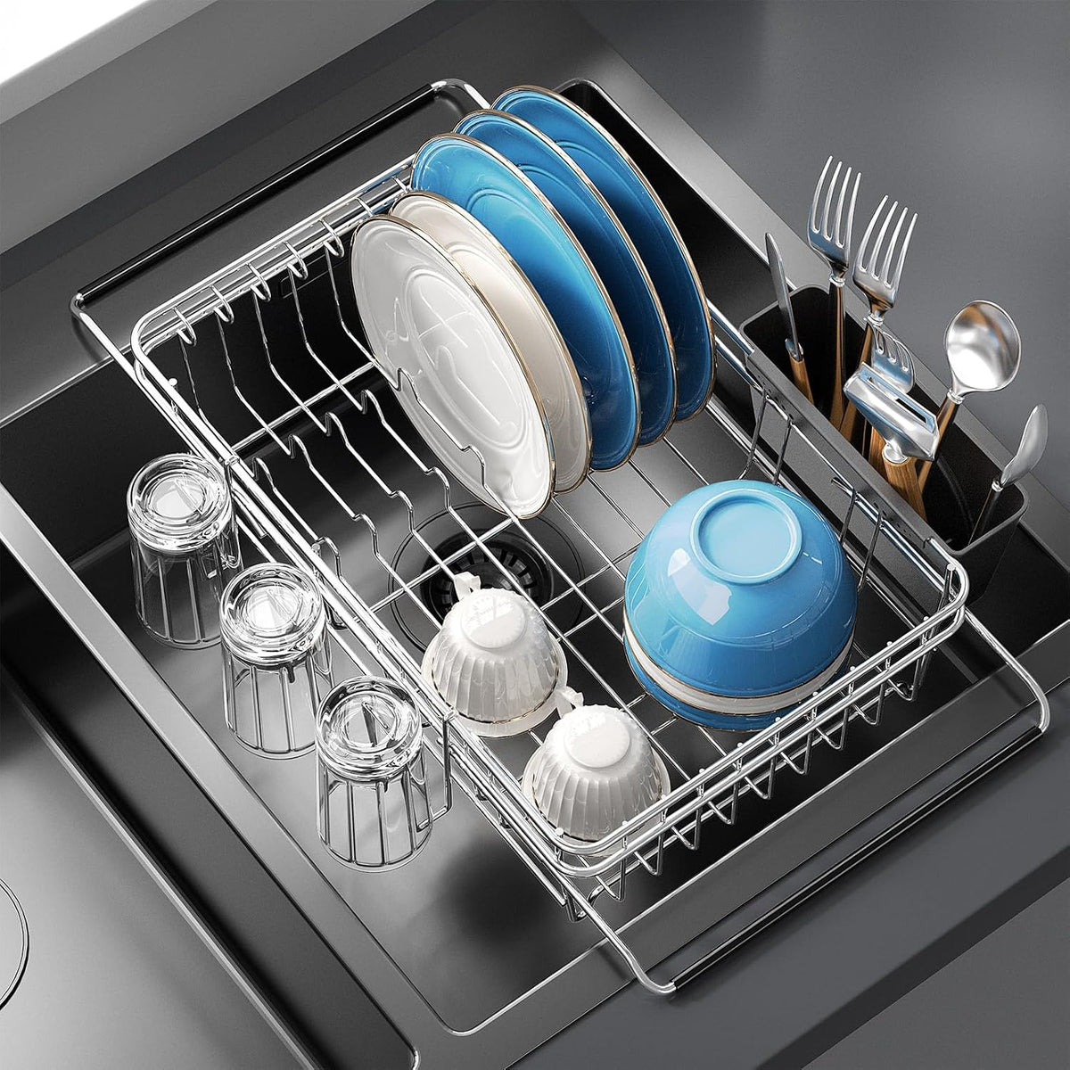 Over The Sink Dish Drying Rack for Small Kitchen