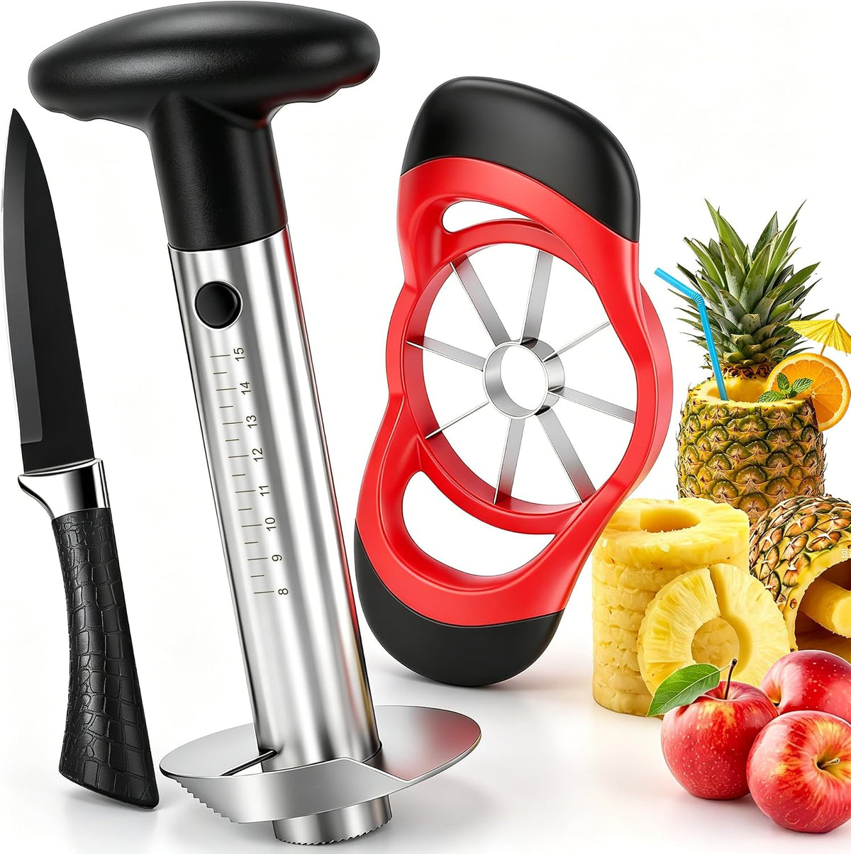 Pineapple Corer and Slicer, Stainless Steel Pineapple Cutter Set