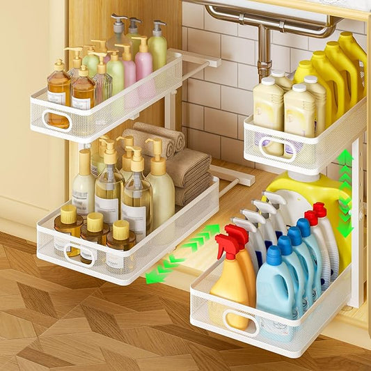 Under Sink Organizer 2-Pack, White