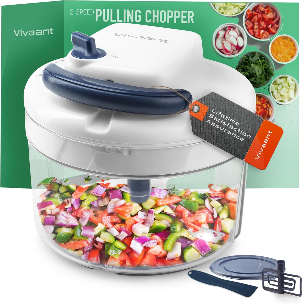Hand Pull Manual Food Chopper, Onion Chopper Vegetable Cutter Dicer