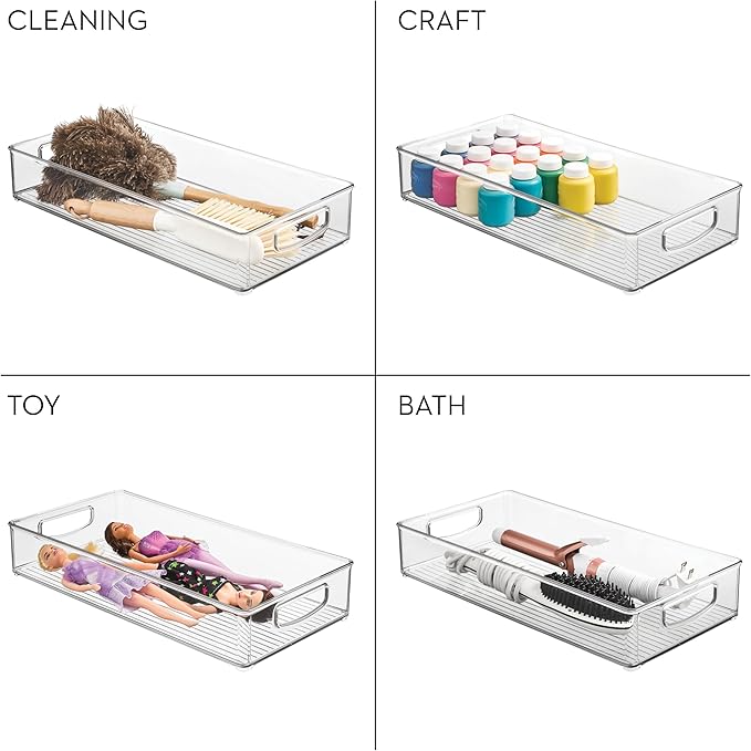 iDesign Stackable Clear Plastic Extra Long Pantry Organizers and Cabinet Storage Bins for Kitchen