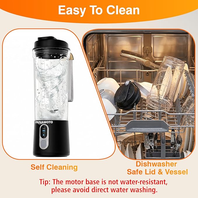 Portable Personal Size Blender for Smoothies - Cordless Mini Blender With Powerful Blending, 20oz BPA-Free Juice Cup With Leak-proof Travel Lid, Type-C Rechargeable, Freshly Squeezed in Gym/Picnic
