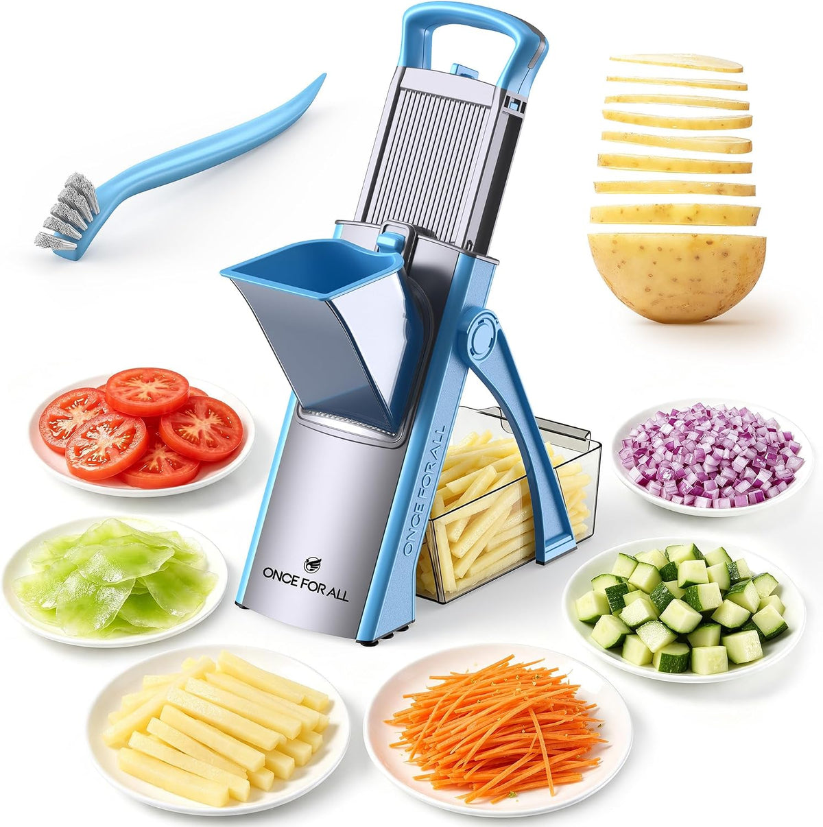 Upgrade Safe Mandoline Slicer Plus, Bigger Size, SkyBlue