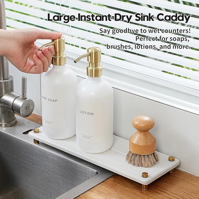 White Gold Dish Drying Rack Tray