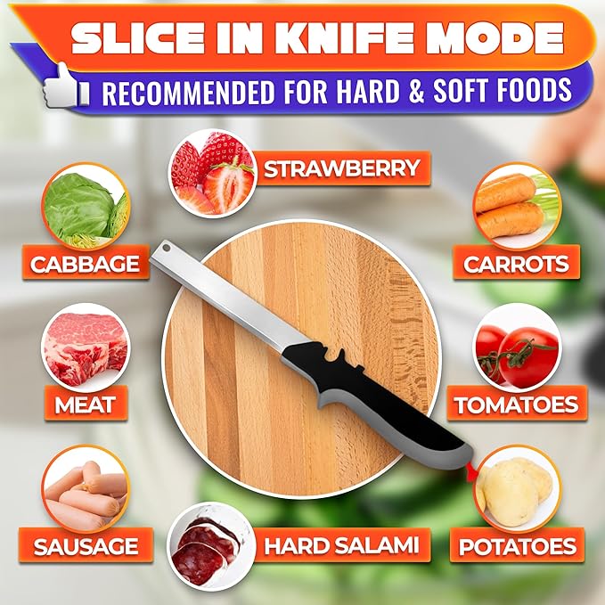 2 in 1 Kitchen Scissors for Food – Stainless Steel 9.5" Tomato Knife Chops Vegetables, Fruit, Cheese, Meat in Seconds | Dishwasher Safe Cutting Board Scissors with Safety Lock – Kitchen Gift for Dad