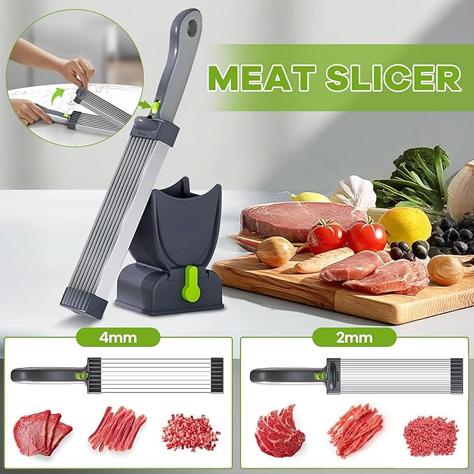 NIOSAV Fresh meat slicer,meat chopper,manual meat cutter,Food slices and minced fresh beef, pork, and mutton,2MM/4MM Cutting meat,Cut-Resistant Gloves