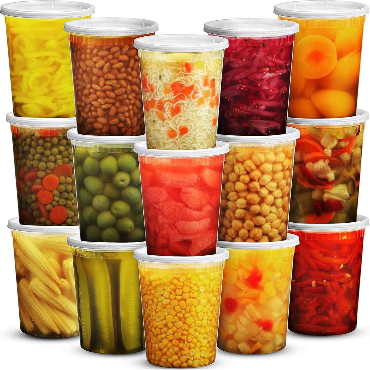 32 Oz Deli Food Containers with Lids - (36 Sets) Quart Airtight Plastic Food Storage for Takeout, Meal Prep, To-Go, Soup Freezer Containers with 36 Lids, BPA-Free, Dishwasher, Microwave Safe