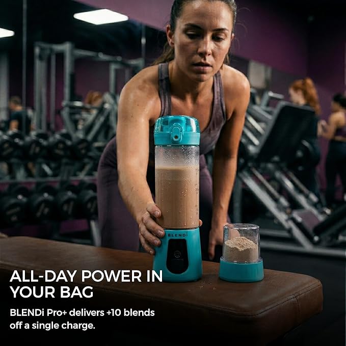 BLENDi Pro+ Portable Blender (New 2025 Model, 17.5oz, Turquoise) – Upgraded 120W Motor, USB-C Rechargeable, Cordless Personal Blender Smoothies & Shakes – BPA-Free, Self-Cleaning, Travel-Friendly