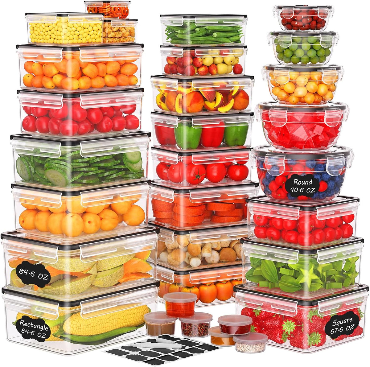 62 PCS Large Food Storage Containers with Lids (31 Lids & 31 Containers)