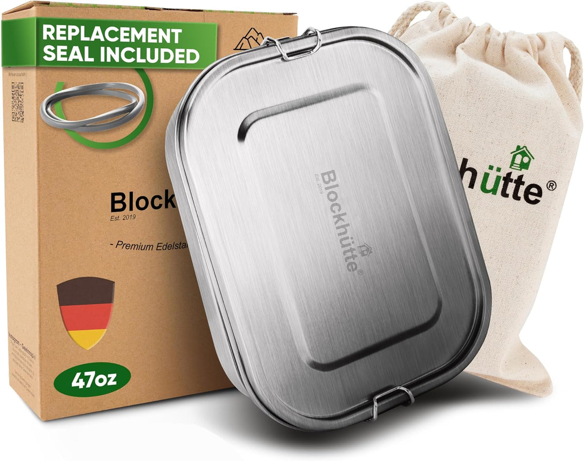 Stainless Steel Lunch Box for Adults I 47oz I Bento Box 3 Compartments with free Sealing, Leak-Proof Container, Metal Lunchbox for Travel, Work, Eco-Friendly Meal Storage Solution