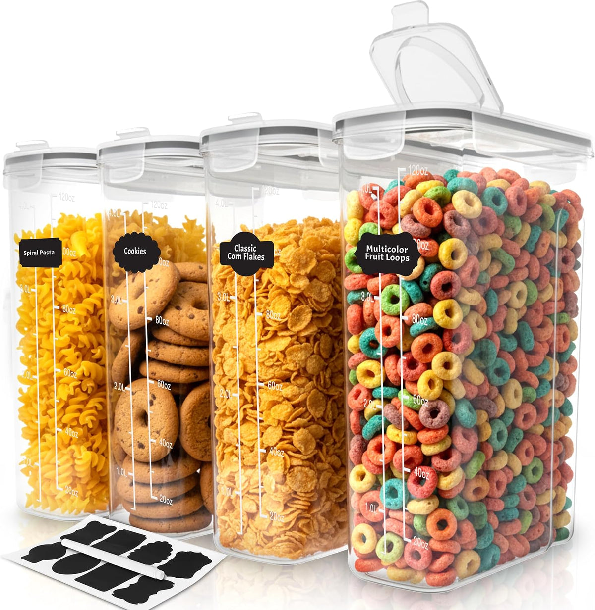 Cereal Containers Storage Set with Lids, 4 Pack, 4L (135 Oz)