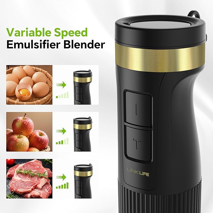 1200W Immersion Blender Handheld, 5-in-1 Variable Speed Emulsifier Hand Blender Stick with Whisk Chopper Milk Frother Mixing Cup and Storage Rack for Kitchen Soup, Purees, Baby Food and Smoothies
