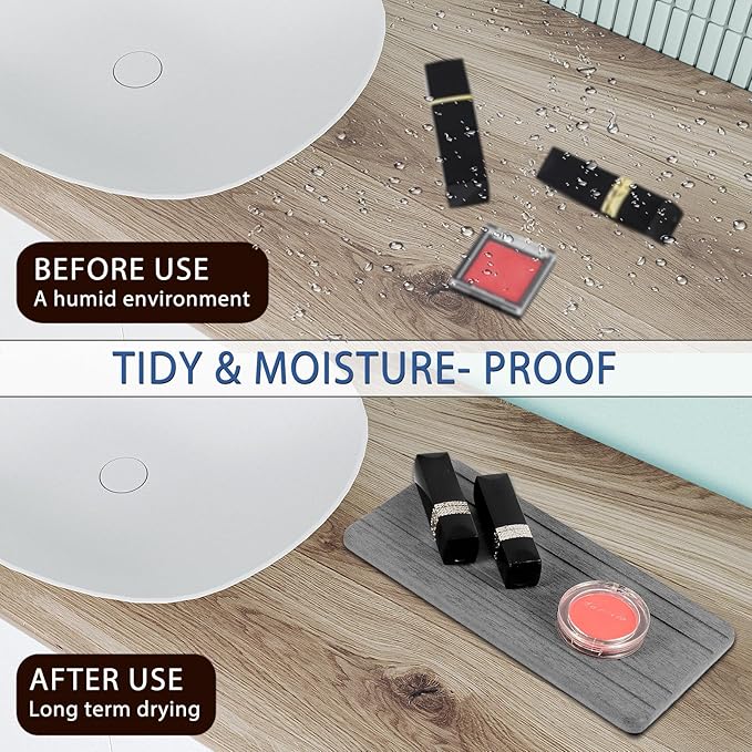 2PCS Water Absorbing Stone Tray, Quick Drying Diatomite Stone Sink Tray, Water Absorbent Diatomite Coasters for Kitchen Sink