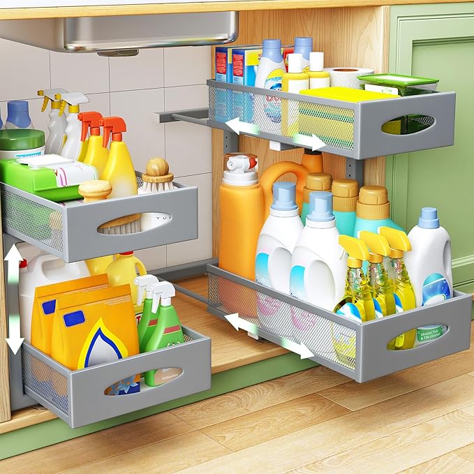 2 Pack Under Sink Organizer, Grey