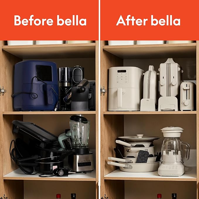 bella 10 Speed Countertop Blender,Juicer&Smoothie Maker,Fits-anywhere™ Kitchenware,Slim Flip&Store Design,Dishwasher Safe 48oz Capacity Pitcher-&Lid,Stainless Steel Blade,450 Watt,Oatmilk,(Pack of 2)
