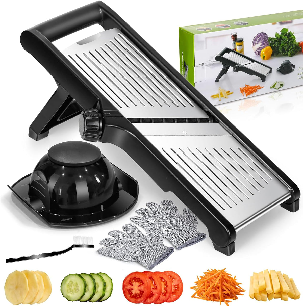 Mandoline Slicer, Adjustable Stainless Steel Vegetable Slicer for Kitchen
