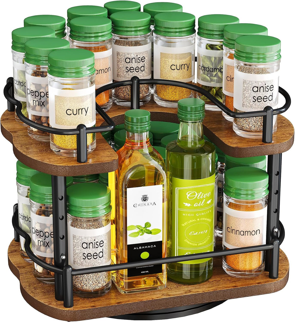Spice Organization for Cabinet, Lazy Susan Spice Rack, 10 in