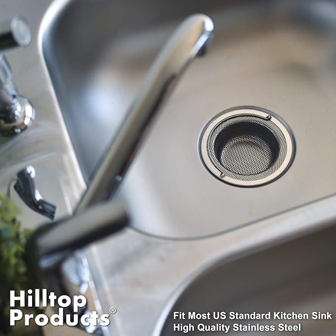 2 Pack - 4.5" Top / 3" Basket - Kitchen Sink Drain Strainer Stainless Steel Large Basket Food Catcher with Handle. Fast Flow and Effective 2/16" Holes