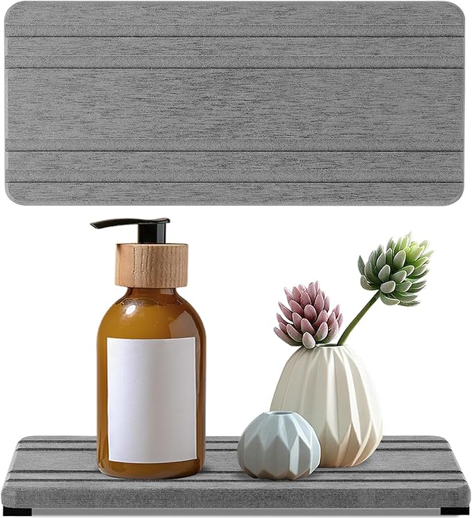 2PCS Water Absorbing Stone Tray, Quick Drying Diatomite Stone Sink Tray, Water Absorbent Diatomite Coasters for Kitchen Sink