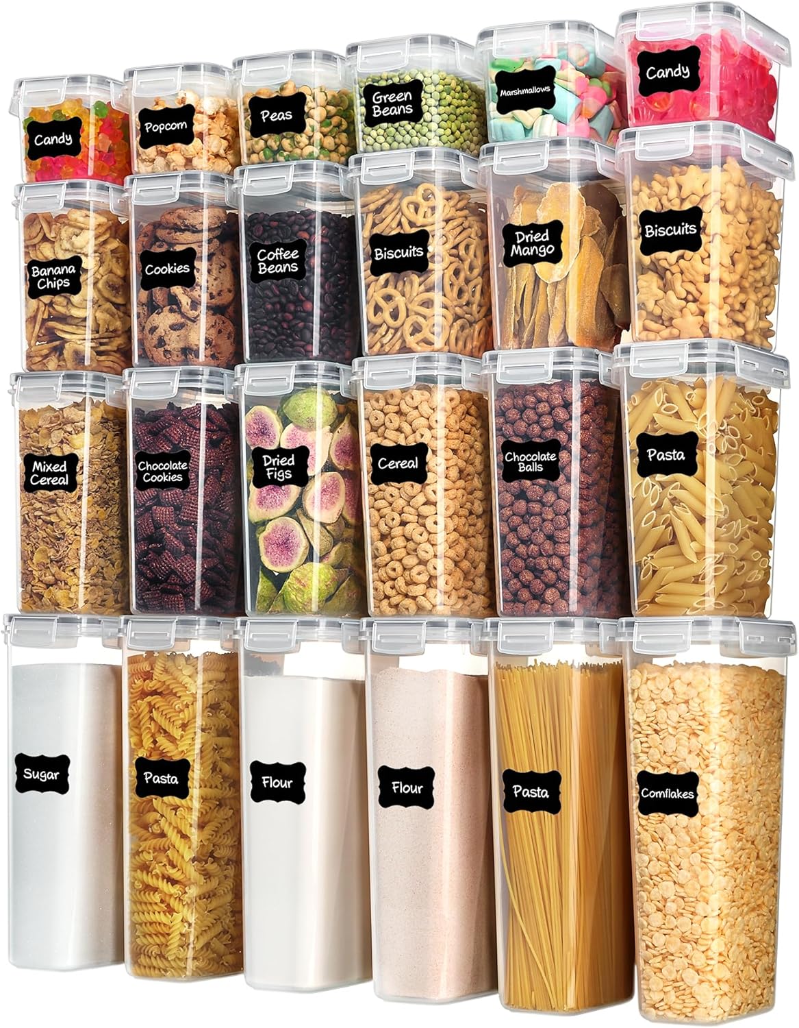 Airtight Food Storage Containers with Lids, 24 pcs, Gray