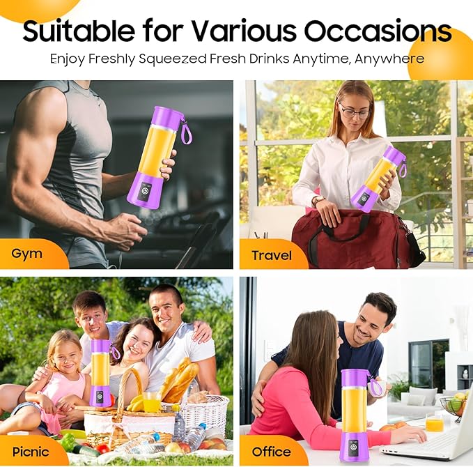 Portable Blender for Smoothie & Shakes - Upgraded Rechargeable Personal Size Blender, 380ml BPA Free Juice Cup & High Speed of 20,000 Rpm, Suit for Sports/Office/Home/Travel