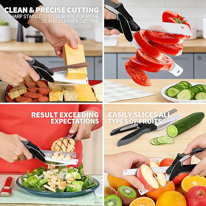 2 in 1 Kitchen Scissors for Food, Separable Stainless Steel Barbecue Steak Shears, Multi‑Function Kitchen Cutter for Vegetable, Fruit & Meat