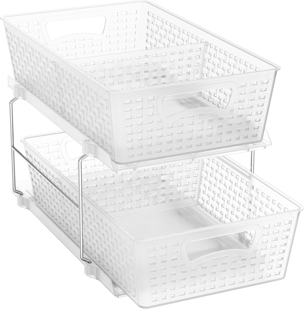 2 Tier Pull-Out Sliding Drawer Under Sink Storage, Clear