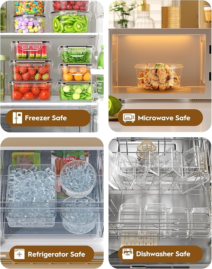 BiuLeon 40 PCS Food Storage Containers with Lids Airtight (20 Containers & 20 Lids), Leakproof Meal Prep for Kitchen Storage, BPA-free, Food-grade, Reusable, Microwave/Dishwasher Safe