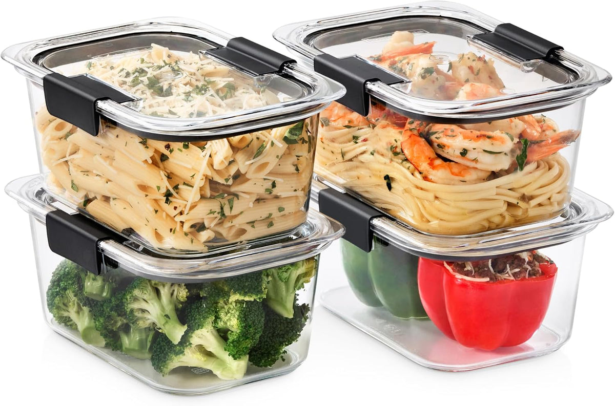 Brilliance BPA Free Airtight Food Storage Containers with Lids, Set of 4 (4.7 Cup) Ideal for Lunch, Meal Prep, and Leftovers