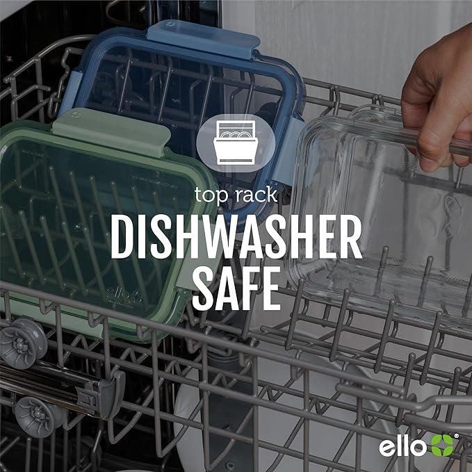 Ello Color Lock 8PC Mixed Glass Food Storage Sets, Leak-Proof Glass Food Storage Containers