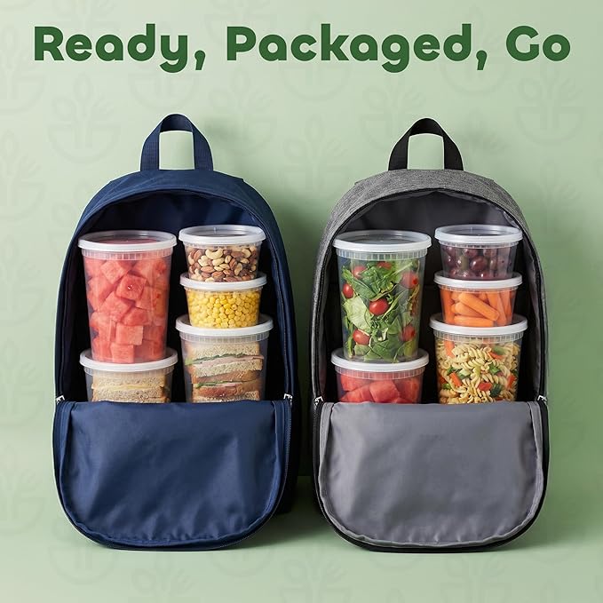 JoyServe 144 Sets Deli Containers with Lids – 16oz & 32oz – Leak Proof, Microwaveable, Dishwasher & Freezer Safe – Plastic Food Storage & Soup Containers